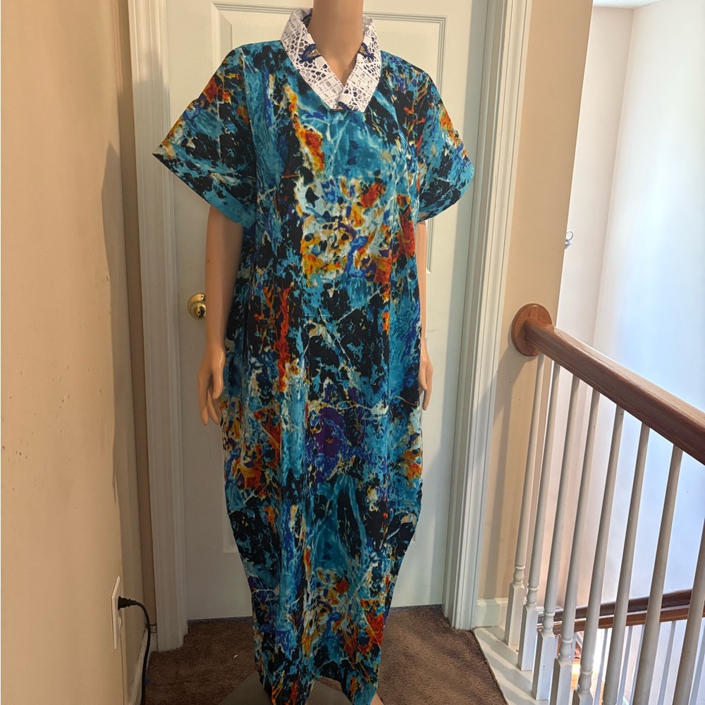 African Adire Batik dress| danshiki | Kaftan| Handmade African print dress